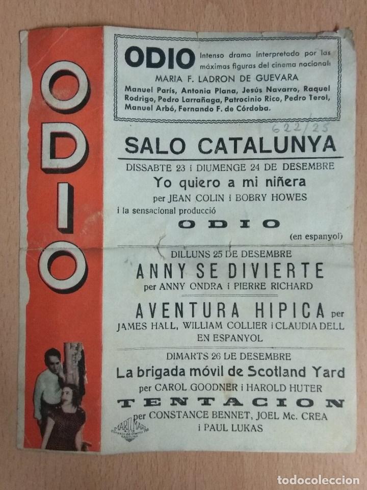 Cine: ODIO - FOLLETO DE MANO DE CINE - Foto 1