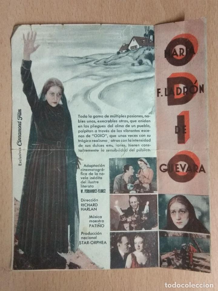 Cine: ODIO - FOLLETO DE MANO DE CINE - Foto 2