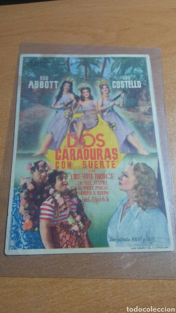 Cine: Programa de mano con publicidad dos caradura con suerte - Foto 1