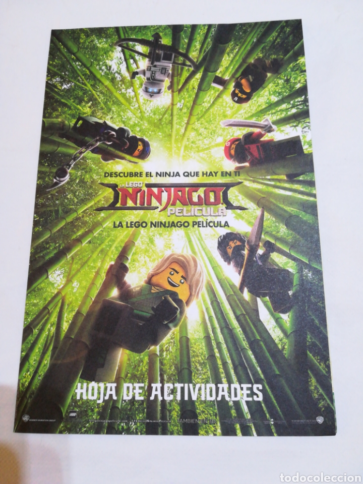  Flyers Publicitaires de films Anciens: Lego Ninjago la pel&iacute;cula. Folleto de mano con hoja de actividades.