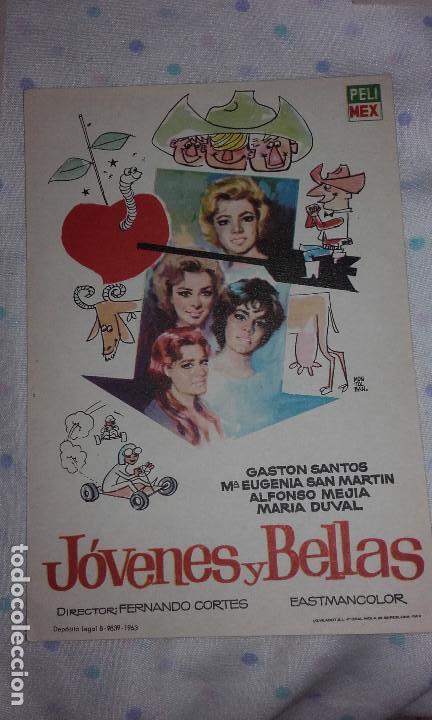 Folhetos de m&atilde;o de filmes antigos de cinema: JOVENES Y BELLAS  -  salon mercedes tijola