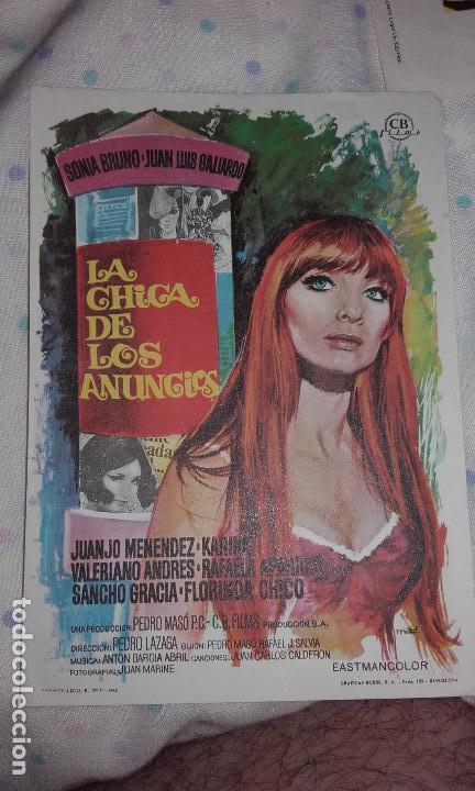 Folhetos de m&atilde;o de filmes antigos de cinema: LA CHICA DE LOS ANUNCIOS
