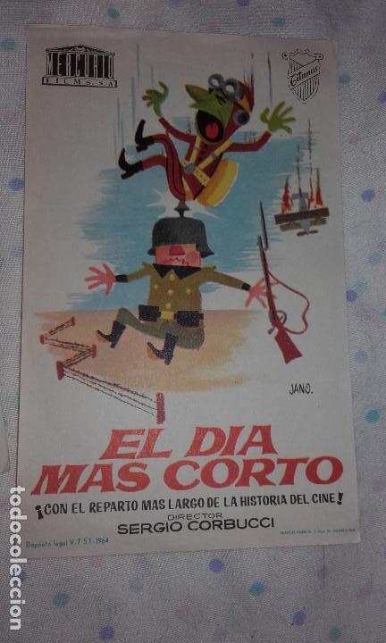 Folhetos de m&atilde;o de filmes antigos de cinema: EL DIA MAS CORTO
