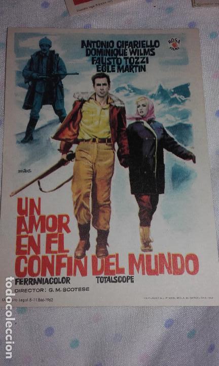 Folhetos de m&atilde;o de filmes antigos de cinema: UN AMOR EN EL CONFIN DEL MUNDO