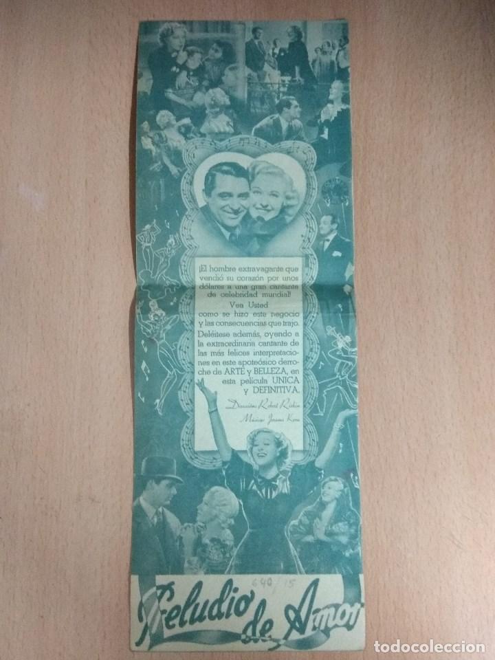 Cine: PRELUDIO DE AMOR - PROGRAMA DE MANO DOBLE CON PUBLICIDAD - Foto 2