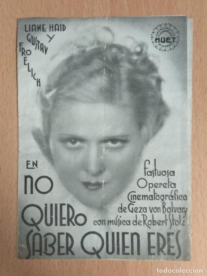 Cine: NO QUIERO SABER QUIEN ERES - PROGRAMA DE CINE TRIPTICO. - Foto 1