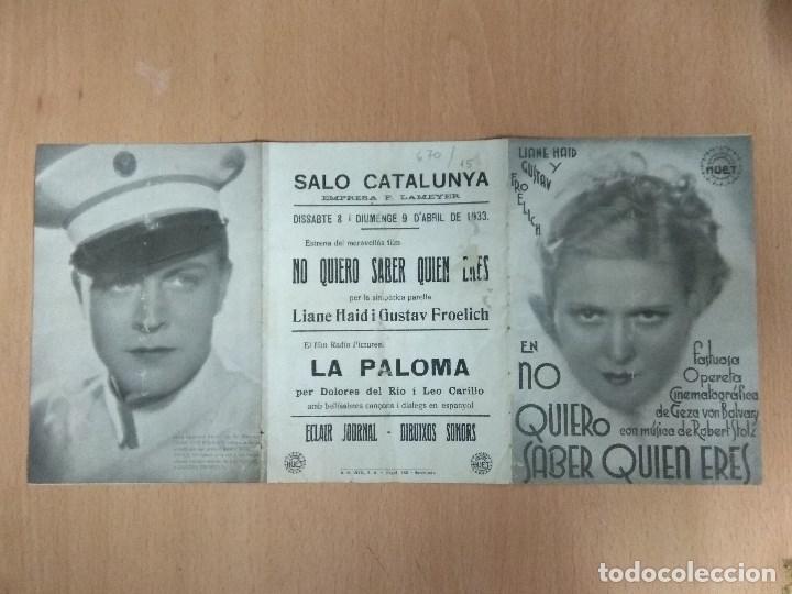 Cine: NO QUIERO SABER QUIEN ERES - PROGRAMA DE CINE TRIPTICO. - Foto 3