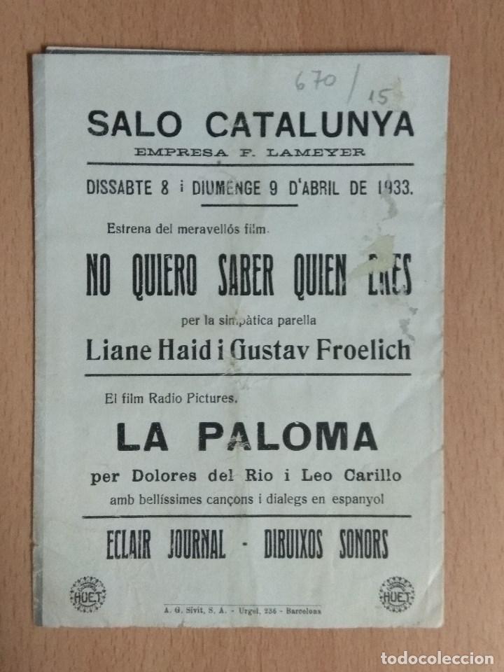 Cine: NO QUIERO SABER QUIEN ERES - PROGRAMA DE CINE TRIPTICO. - Foto 4