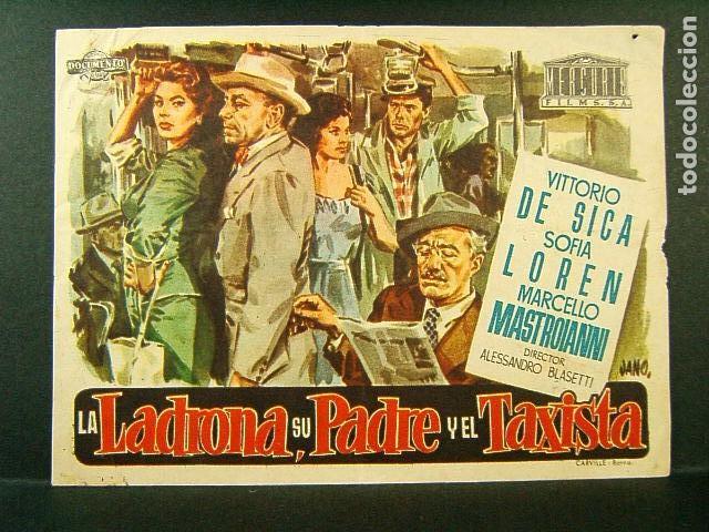 Cine: LA LADRONA, SU PADRE Y EL TAXISTA-CINE NOVEDADES-VITTORIO DE SICA-SOFIA LOREN-JANO-1955.