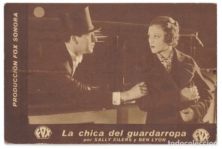 Cine: PTEB 037 LA CHICA DEL GUARDARROPA PROGRAMA TARJETA FOX SALLY EILERS BEN LYON A - Foto 1