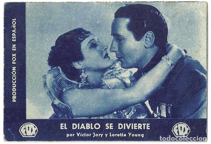 Cine: PTEB 037 EL DIABLO SE DIVIERTE PROGRAMA TARJETA FOX LORETTA YOUNG VICTOR JORY B - Foto 1