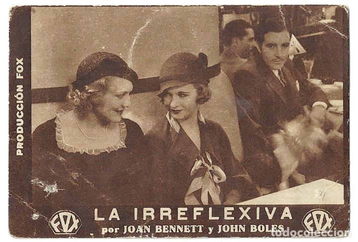 Cine: PTEB 037 LA IRREFLEXIVA PROGRAMA TARJETA FOX JOAN BENNETT JOHN BOLES C - Foto 1