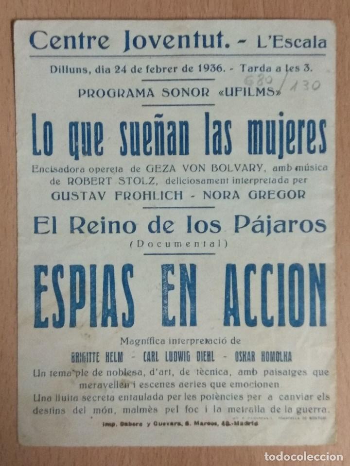 Cine: ESPIAS EN ACCION (1936) - PROGRAMA DE MANO DOBLE CON PUBLICIDAD. - Foto 3