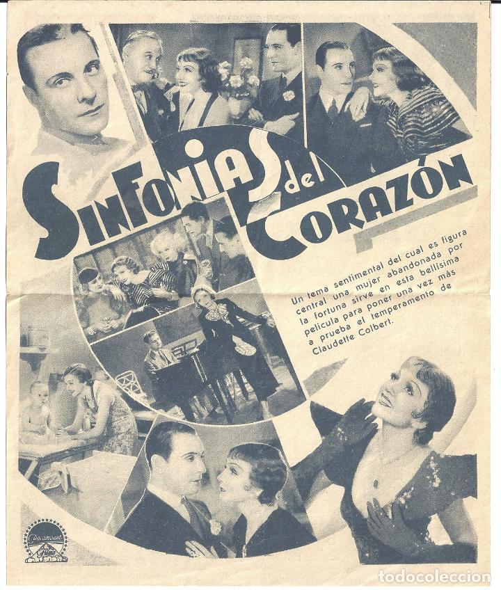 Cine: PTCC 024 SINFONIAS DEL CORAZON PROGRAMA DOBLE PARAMOUNT CLAUDETTE COLBERT RICARDO CORTEZ - Foto 2