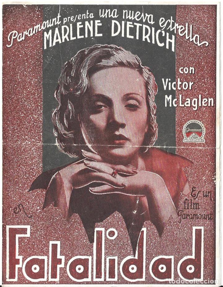 Cine: PTCC 024 FATALIDAD PROGRAMA DOBLE PARAMOUNT MARLENE DIETRICH VICTOR MCLAGLEN - Foto 1