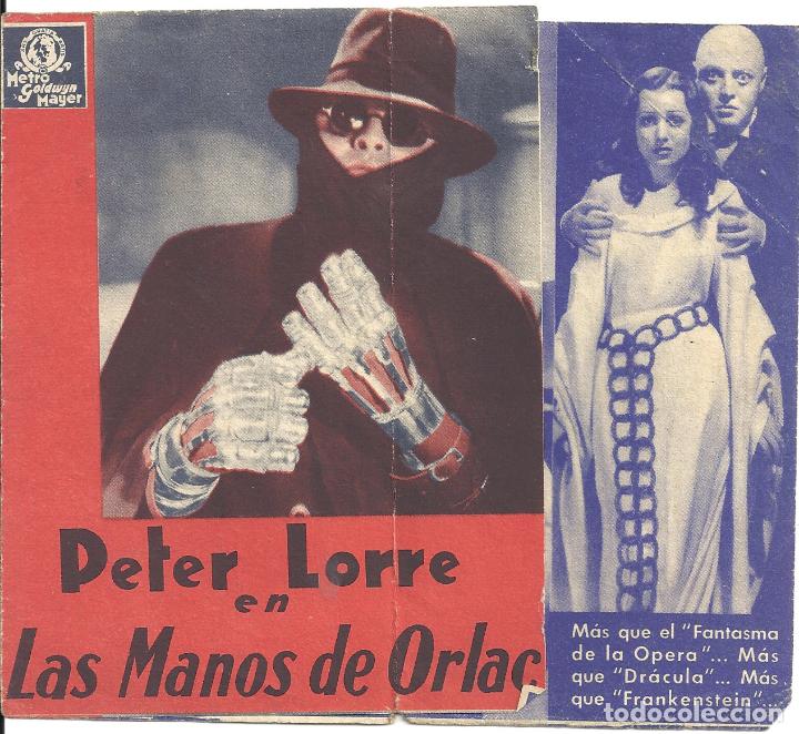Cine: PTCC 024 LAS MANOS DE ORLAC PROGRAMA DOBLE MGM PETER LORRE FRANCES DRAKE - Foto 1