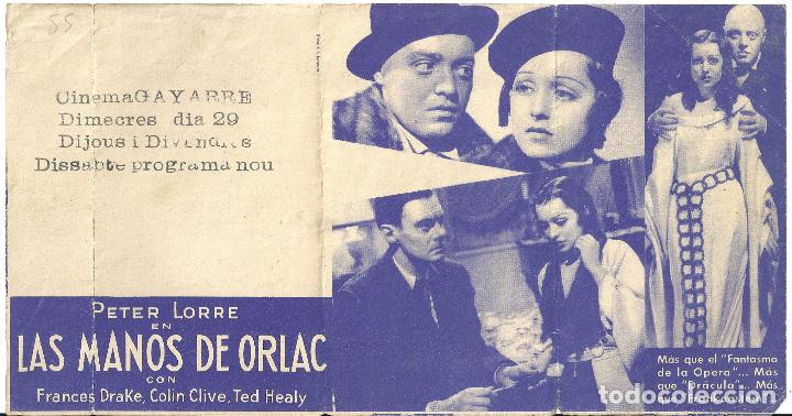 Cine: PTCC 024 LAS MANOS DE ORLAC PROGRAMA DOBLE MGM PETER LORRE FRANCES DRAKE - Foto 2