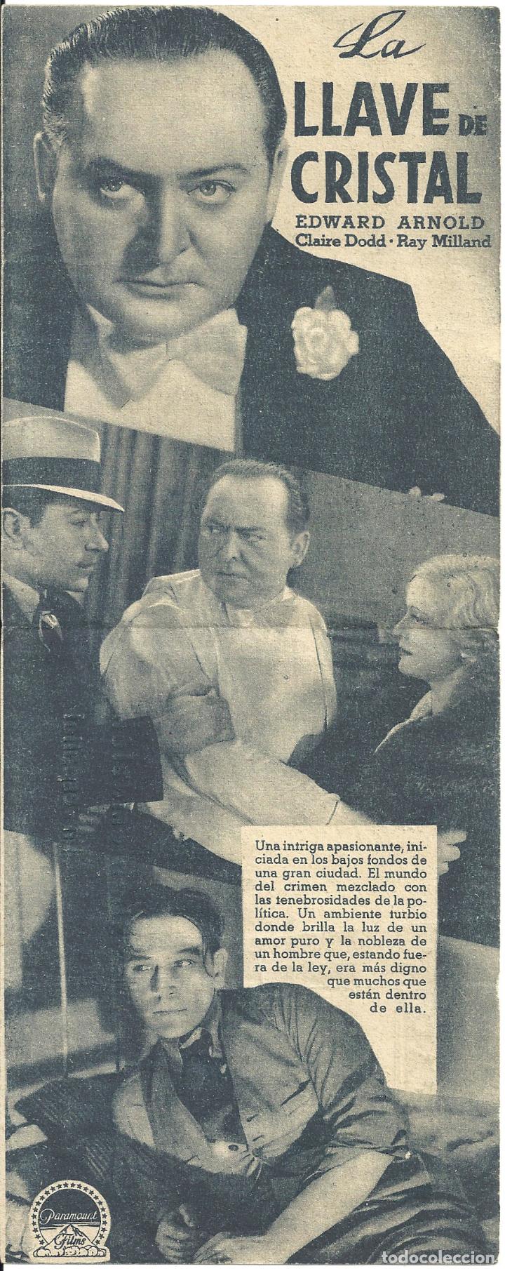 Cine: PTCC 024 LA LLAVE DE CRISTAL PROGRAMA DOBLE PARAMOUNT GEORGE RAFT EDWARD ARNOLD RAY MILLAND - Foto 2