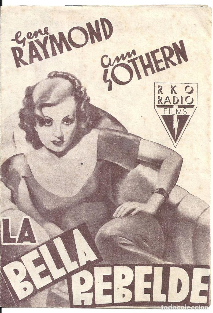 Folhetos de m&atilde;o de filmes antigos de cinema: PTCC 024 LA BELLA REBELDE PROGRAMA DOBLE RKO ANN SOTHERN GENE RAYMOND MARRON