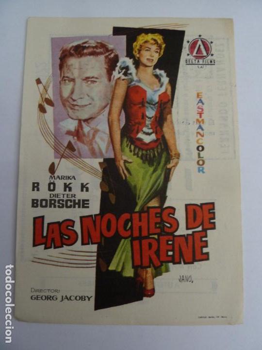 Cinema: las noches de irene marika rokk jano folleto de mano original cine impreso
