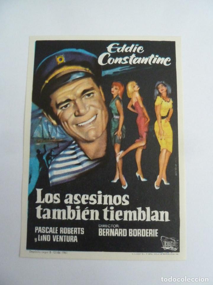 Cinema: los asesinos tambien tiemblan eddie constantin folleto de mano original cine impreso perfecto estado