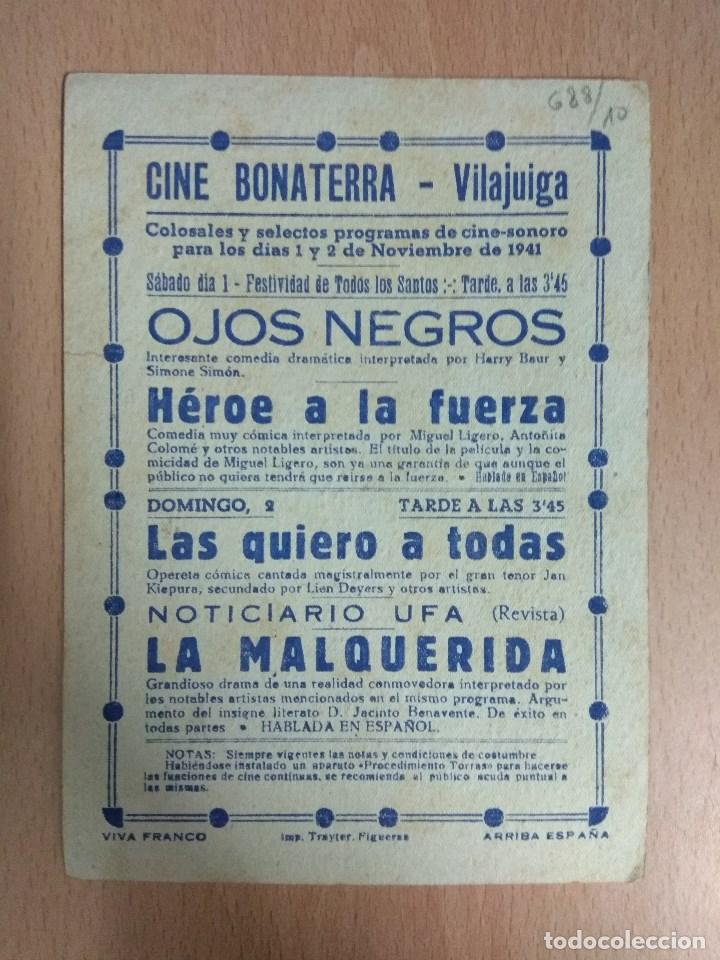 Cine: LA MALQUERIDA 1941 - PROGRAMA DE MANO FORMATO GRANDE CON PUBLICIDAD - Foto 2