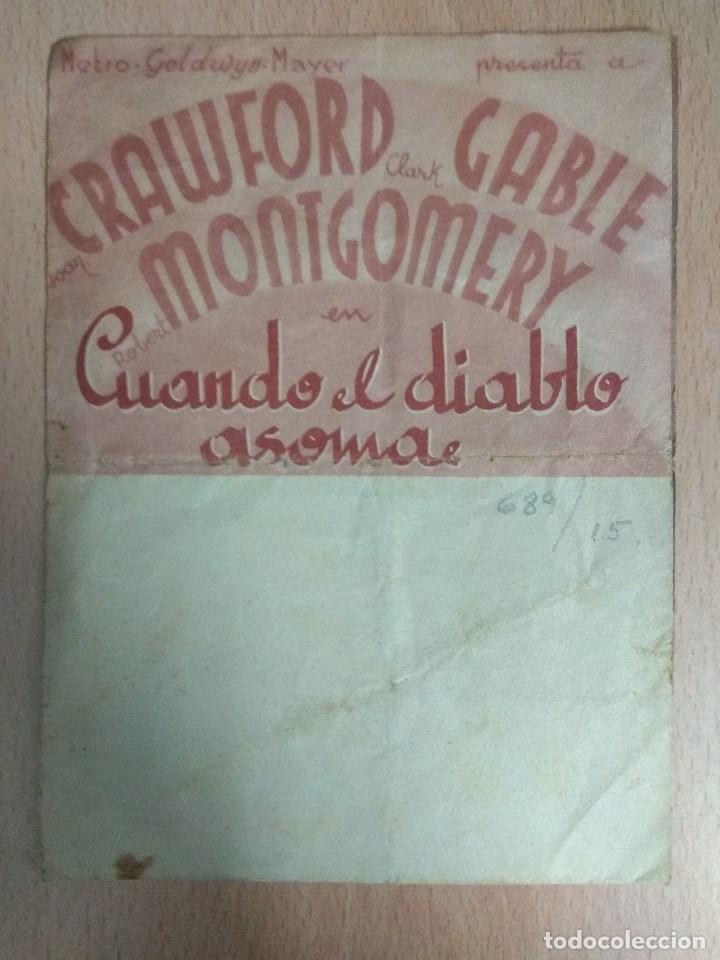 Cine: CUANDO EL DIABLO ASOMA 1936 - PROGRAMA DE MANO DOBLE - Foto 2