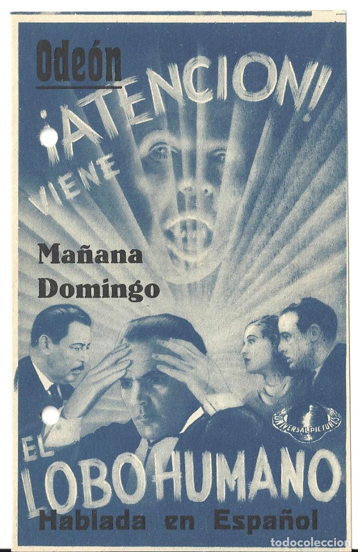 Cine: PTEB 040 EL LOBO HUMANO PROGRAMA DOBLE UNIVERSAL HENRY HULL WARNER OLAND UNIVERSAL TERROR - Foto 1