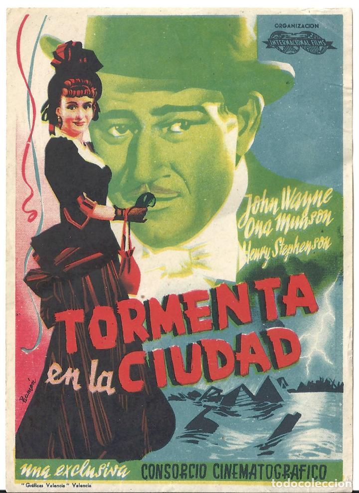 Cine: PTEB 041 TORMENTA EN LA CIUDAD PROGRAMA SENCILLO INTERNACIONAL JOHN WAYNE no estrenada - Foto 1