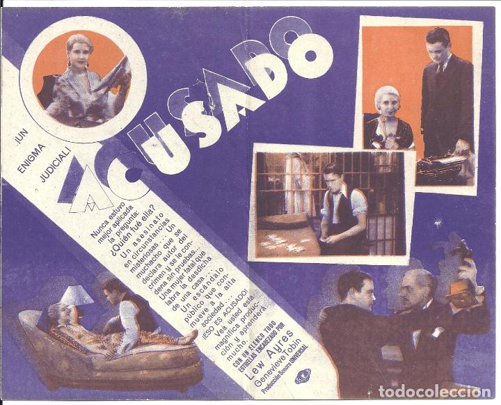 Cine: PTEB 042 ACUSADO PROGRAMA DOBLE UNIVERSAL LEW AYRES GENEVIEVE TOBIN - Foto 2