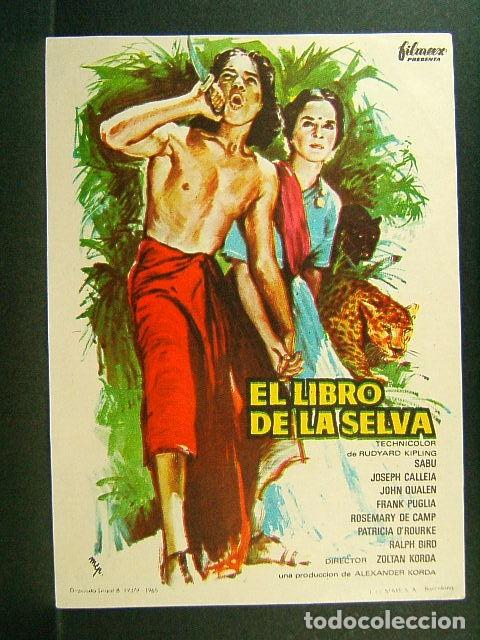 Cine: EL LIBRO DE LA SELVA-ZOLTAN KORDA-SABU-JOSEPH CALLEIA-JOHN QUALEN-ILUSTRA MCP-1965-PERFECTO.