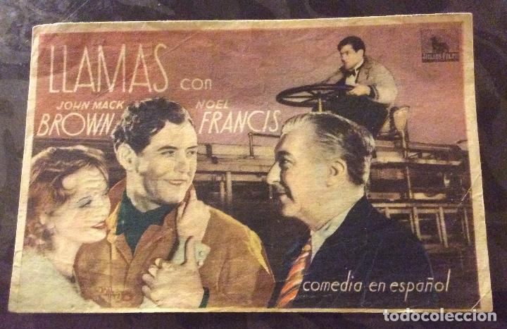 Folhetos de m&atilde;o de filmes antigos de cinema: FOLLETO DE MANO LLAMAS. PUBLICIDAD CINE PERELLO