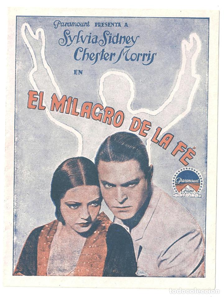 Cine: PTEB 044 EL MILAGRO DE LA FE PROGRAMA DOBLE PARAMOUNT SYLVIA SIDNEY CHESTER MORRIS - Foto 1