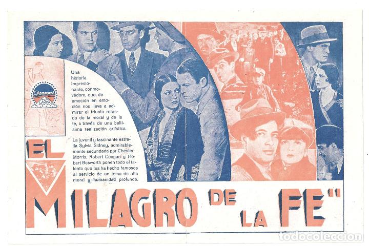 Cine: PTEB 044 EL MILAGRO DE LA FE PROGRAMA DOBLE PARAMOUNT SYLVIA SIDNEY CHESTER MORRIS - Foto 2