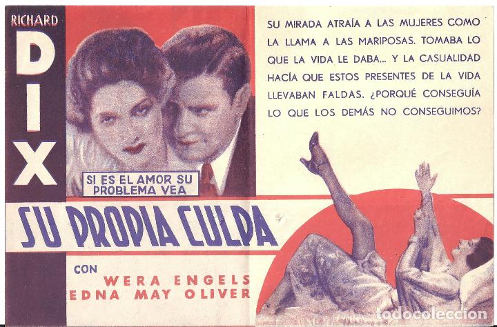 Cine: PTEB 045 SU PROPIA CULPA PROGRAMA DOBLE RKO SICE RICHARD DIX - Foto 2