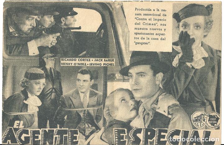 Cine: PTEB 045 EL AGENTE ESPECIAL PROGRAMA DOBLE WARNER BETTE DAVIS GEORGE BRENT - Foto 2