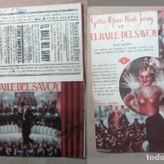 Cine: PROGRAMA DE MANO DOBLE EL BAILE DEL SAVOY. 1940 PUBLICIDAD TEATRO CIRCO VILLAR. Lote 140147338