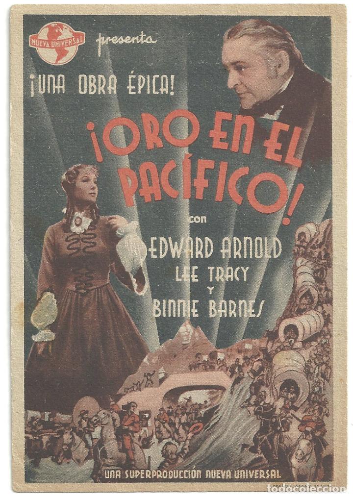 Cine: PTEB 052 ORO EN EL PACIFICO PROGRAMA TARJETA UNIVERSAL EDWARD ARNOLD LEE TRACY - Foto 1