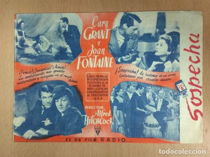 Cine: SOSPECHA 1944 - PROGRAMA DE MANO DOBLE CON PUBLICIDAD - Foto 2