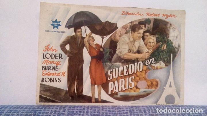 Cine: SUCEDI&Oacute; EN PARIS - JOHN LODER, NANCY BURNE DIRECTOR ROBERT WYLER - PROGRAMA DE MANO SIN PUBLICIDAD - Foto 1