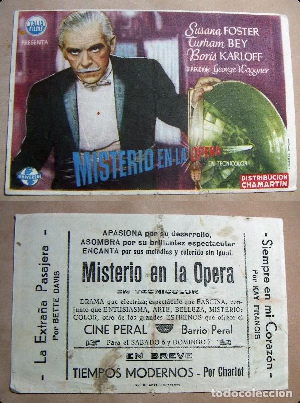 Cine: PROGRAMA DE CINE MISTERIO EN LA OPERA PUBLICIDAD CINE PERAL - Foto 1