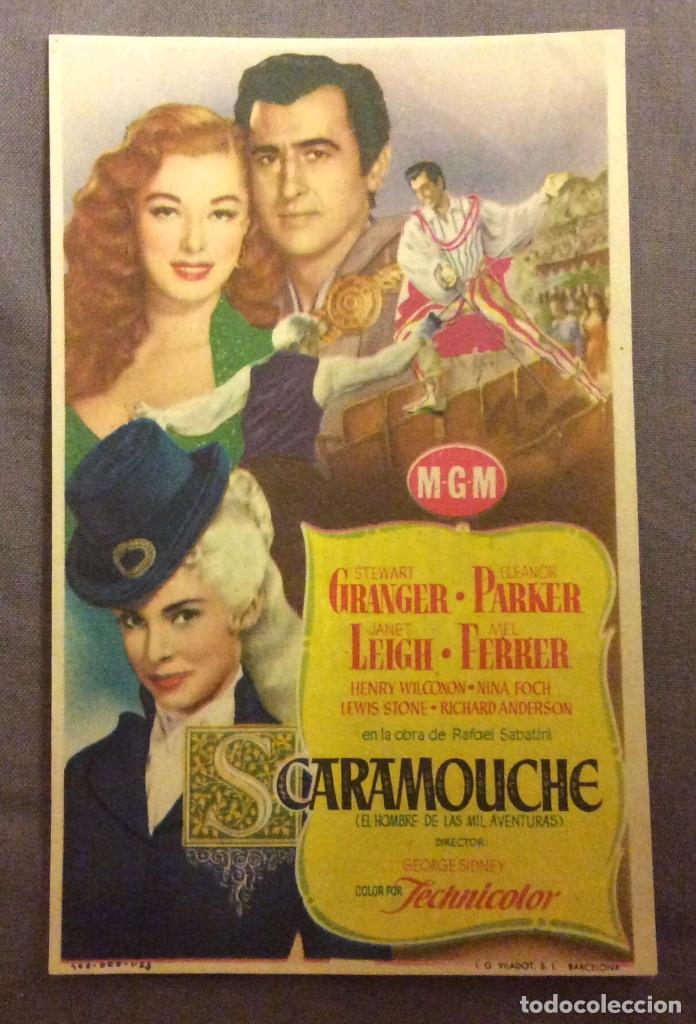 Folhetos de m&atilde;o de filmes antigos de cinema: FOLLETO DE MANO SCARAMOUCHE. PUBLICIDAD GRAN TEATRO NACIONAL MELILLA