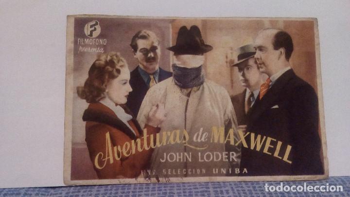 Cine: AVENTURAS DE MAXWELL - JOHN LODER - PROGRAMA DE MANO / FOLLETO DE CINE - CON PUBLICIDAD AL DORSO - Foto 1