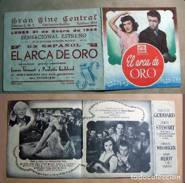 Folhetos de m&atilde;o de filmes antigos de cinema: PROGRAMA DE CINE DOBLE EL ARCA DE ORO 1944 PUBLICIDAD GRAN CINE CENTRAL