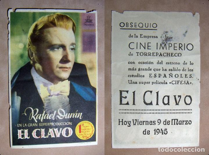 Cine: PROGRAMA DE CINE EL CLAVO 1945 PUBLICIDAD CINE IMPERIO - Foto 1