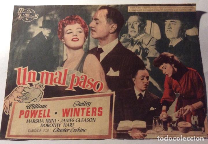 Folhetos de m&atilde;o de filmes antigos de cinema: FOLLETO DE MANO UN MAL PASO. SIN PUBLICIDAD