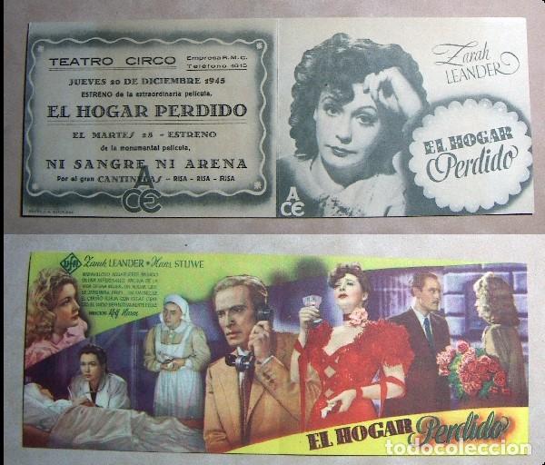 Cine: PROGRAMA DE CINE DOBLE EL HOGAR PERDIDO 1945 PUBLICIDAD TEATRO CIRCO