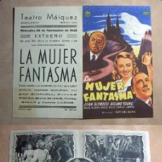 Cine: PROGRAMA DE CINE DOBLE LA MUJER FANTASMA 1945 PUBLICIDAD TEATRO MAIQUEZ. Lote 141930526