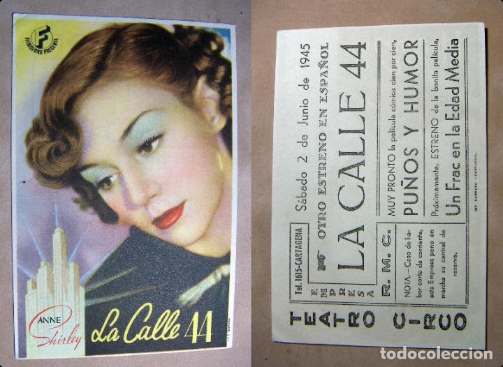  Flyers Publicitaires de films Anciens: PROGRAMA DE CINE LA CALLE 44 1945 PUBLICIDAD TEATRO CIRCO