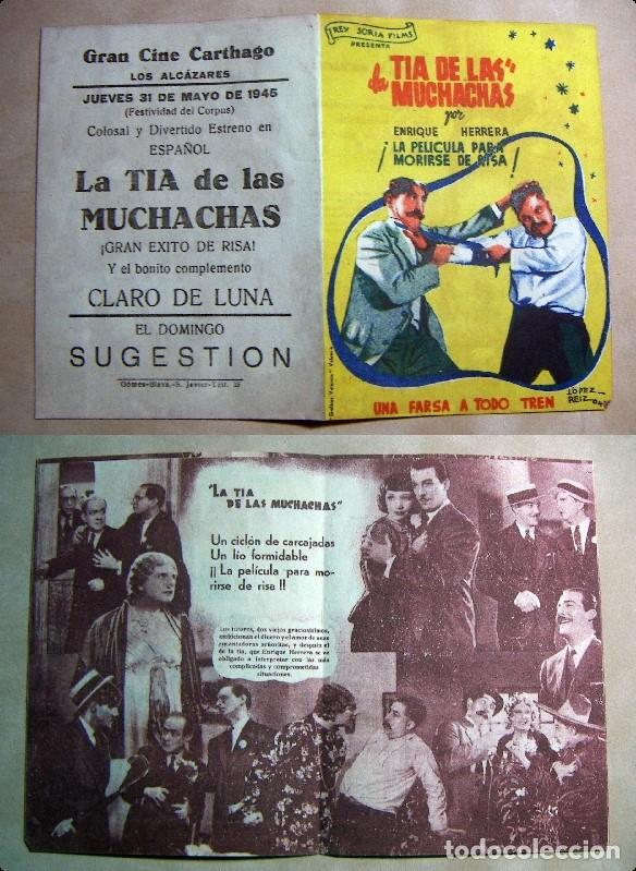 Folhetos de m&atilde;o de filmes antigos de cinema: PROGRAMA DE CINE DOBLE LA TIA DE LAS MUCHACHAS 1945 PUBLICIDAD GRAN CINE CARTHAGO LOS ALCAZARES